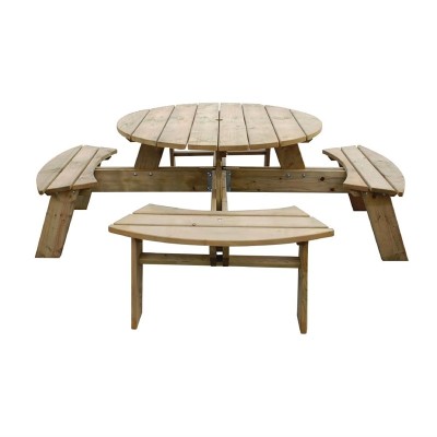 ROWLINSON - Table de pique-nique ronde en bois 2000 mm