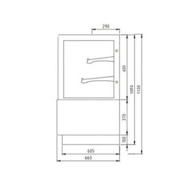 AFI - Vitrine pâtissière droite 2 étagères 680 L