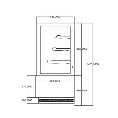 AFI - Vitrine pâtissière droite 3 étagères 650 L