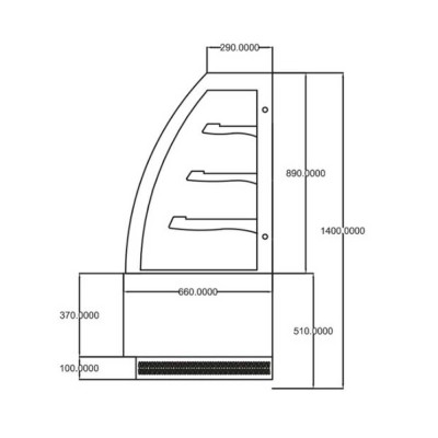AFI - Vitrine pâtissière bombée 3 étagères L. 1200 mm