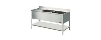 Plonge Inox Professionnelle - Bac Plonge - 1 Bac, 2 Bacs